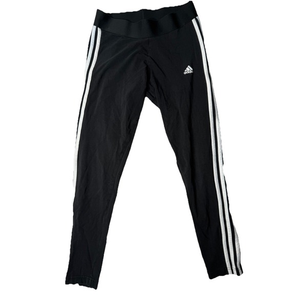 adidas Pants - Adidas‎ Women's 3 Stripe Athletic Leggings Black White Size Medium M Workout